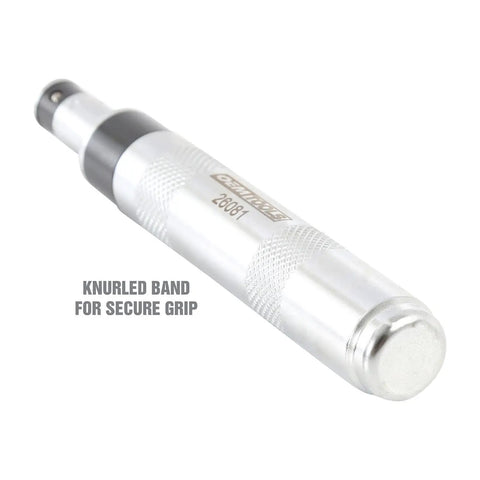 Silver Mini Impact Driver Set With One Quarter Inch Drive For Tight Spaces, Durable And Compact Automotive Tool Showing Knurled Grip