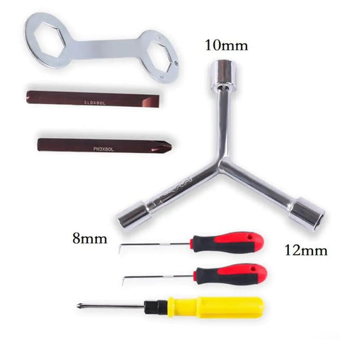 Heavy Duty Three Way Hex Socket Wrench for 8Mm 10Mm and 12Mm fasteners, crafted from heat treated chrome vanadium steel, Y grip design.