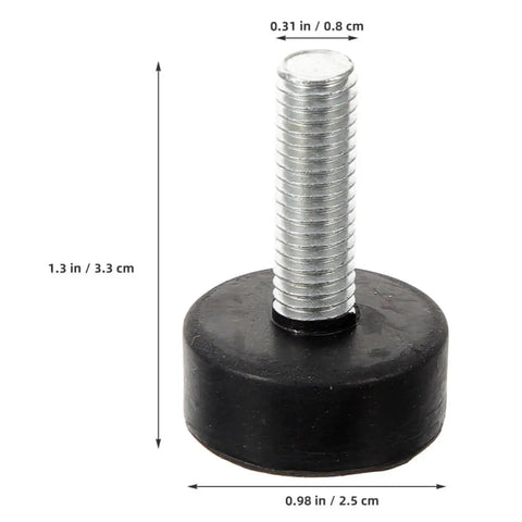 Close-up of a singular rubber foot from 4 Pack Adjustable Rubber Feet for Furniture With Screw In Design Heavy Duty Non Slip Table Leg Levelers
