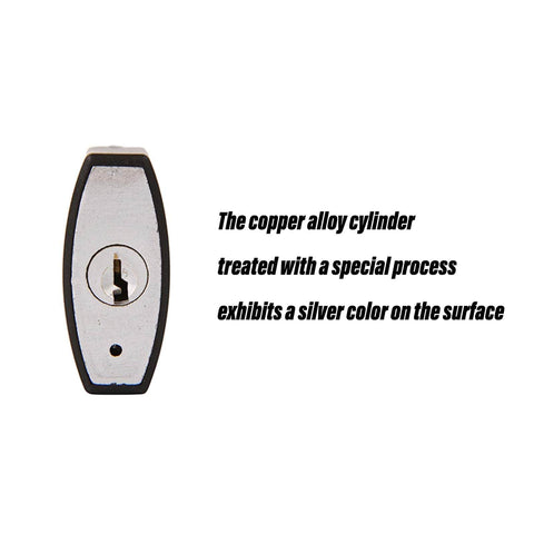 Close-up of a silver copper alloy cylinder on All Weather Outdoor Padlock Set Keyed Alike, 2 Locks With Same Key.