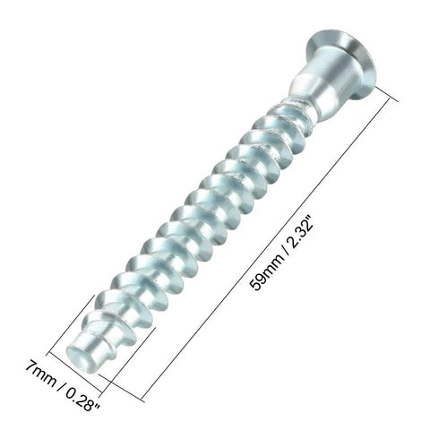 Furniture Confirmat Screw 7x59mm Hex Socket Wood Screws Zinc Plated Self Tapping Connector Kit Pack 20 close-up image