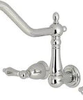 Heritage Roman Tub Faucet In Polished Chrome, Wall Mount Design, Solid Brass Build, Drip Free Ceramic Disc Cartridge, Classic Style