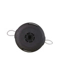 Top view of a black T25 Tap Advance Trimmer Head Replacement With Prewound 0.095 Inch Line For Weed Eater, Easy Reload, No Fuss Install, Fits 100 200 Series Trimmers And Models 122C 124C 125C 128L 130C 330LK.