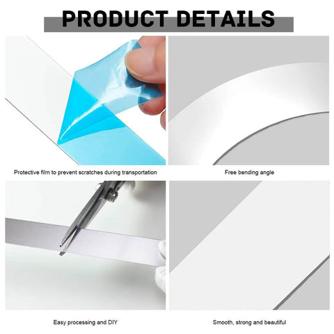 Stainless steel finishing trim strips, 12 x 1 x 0.02 in, 5 pcs, with protective film for DIY kitchen stovetop gap filler