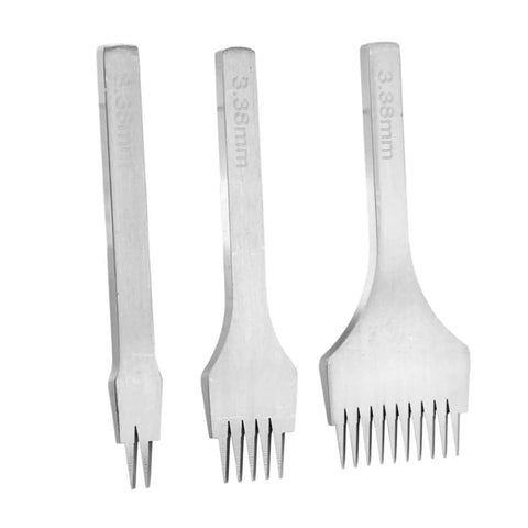 White Steel Prong Leather Punch Set For Crafting Includes 2, 5, And 10 Sizes With 3.38mm Spacing Rust Resistant Ergonomic Handles Pro Grade Kit