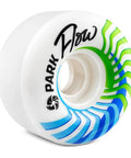 Flow Skate Park Roller Skate Wheels 89A Street For Street Park Ramps And Bowls Set of 4, close-up of blue and green pattern