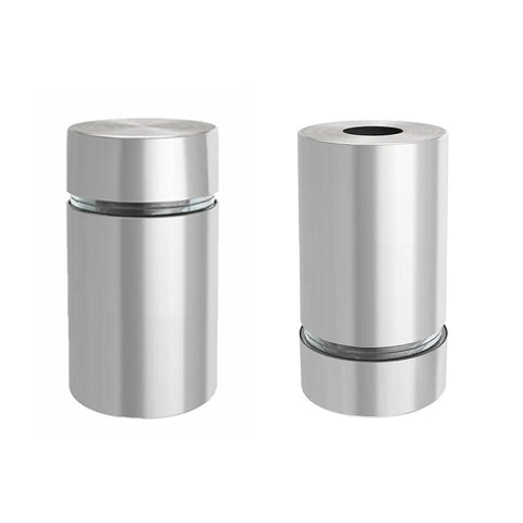 Two stainless steel standoff screws for acrylic signs, 1/2 in dia x 3/4 in long, silver hardware