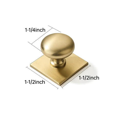 10 Pack One And A Half Inch Brushed Brass Cabinet Knobs With Backplates Satin Gold Dope Vintage Look For Cabinets Drawers Closets And Bi Fold Doors Do It Yourself Home Upgrade; single knob on square backplate