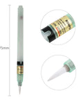 5 Piece Empty Flux Pen Set With Soft Brush Tip For PCB Soldering, refillable pen showing brush detail and translucent body at 175mm