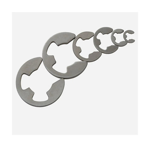 580 To 1000 Piece External Retaining Ring E Clip Circlip Washer Set In 304 Stainless Steel M1.2 To M15 Sizes laid out in sequence