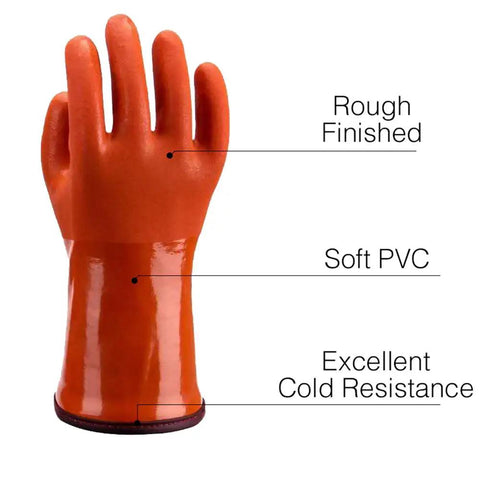 Insulated Waterproof Work Gloves With PVC Coating And Cashmere Liner, Cold-Resistant To -30F, Chemical And Oil Resistant, Non Slip Grip, Ultra Flexible, Freezer Safe, Grippy, Built For Heavy Duty Tasks (1 Pair)
