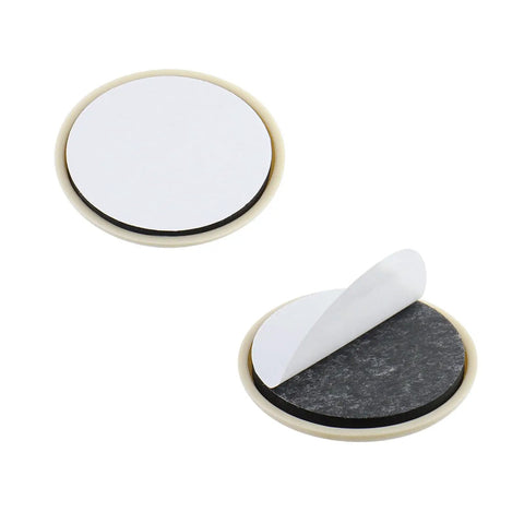 16 Piece Round White Adhesive Furniture Sliders for Sofas Tables Chairs Beds Easy Install Floor Protection Cushions 2 Inch Felt Pads