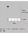 White Glass Bulb Chandelier Long Glass Pendant Lamp for Bedroom Living Room Restaurant LED Pendant Light, 80cm iron aluminum acrylic.