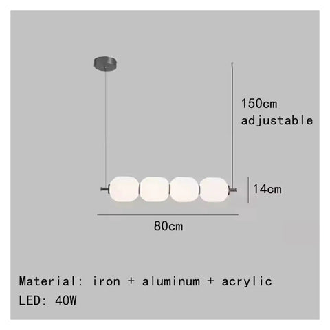 White Glass Bulb Chandelier Long Glass Pendant Lamp for Bedroom Living Room Restaurant LED Pendant Light, 80cm iron aluminum acrylic.