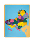Geography Cabinet With 8 Puzzles And Birch Wood Montessori Maps for Classrooms, vibrant puzzle map for hands-on learning.