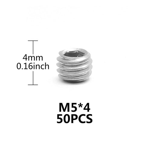 50Pcs M5 X 4mm Cup Point Socket Set Screws Hex Allen Head Stainless Steel Grub Screws 304 Heavy Duty Corrosion Resistant