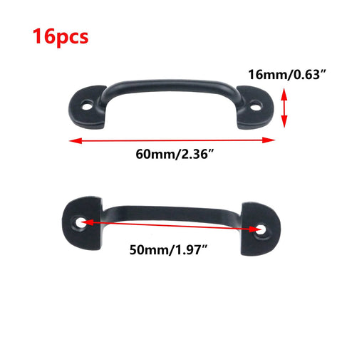 Mini Cabinet Hardware Handle Pulls Black Finish 2 Inch Hole Centers 50mm With Two Mounting Holes Zinc Alloy Pack Of 16 Screws Included