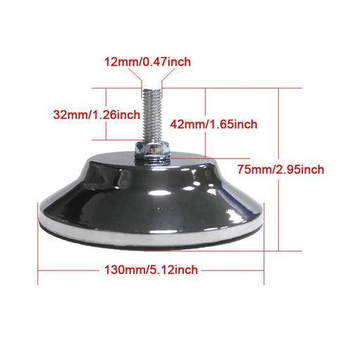 Heavy Duty 5 Inch Metal Leveling Feet For Pool And Foosball Tables adjustable metal foot with dimensions for game table stability.
