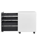 Metal Vertical File Cabinet With Anti Tip Design Lockable Three Drawer Rolling Filing Cabinet, open view showing drawer rails.