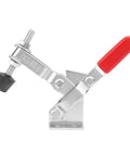 Vertical Toggle Clamp 100Kg Pull Force With Ergonomic Handle 70mm Length 45 Carbon Steel Construction Rock Solid Quick Operation Holding Clamp For Machining Assembly And Industrial Testing, red handle and threaded hold-down