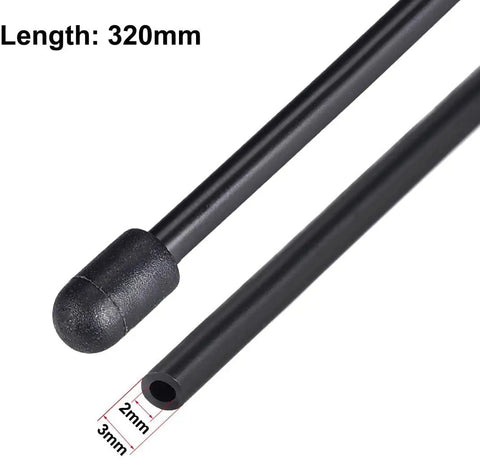 RC Antenna Tube Kit For RC Boat With Silver Aluminum Mount And Cap Black Plastic Tube 320mm Long Inner Diameter 1.5mm Outer Diameter 3mm