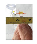 Angled Slide In Clear Vinyl Framed Shower Door Drip Sweep 36 Inch Long measurement displayed by a hand and measuring tape