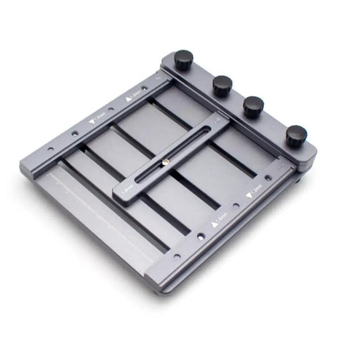 Mini CNC Solder Paste Stencil Printer for Dual Sided PCBs with laser etched scales, pro-grade aluminum fixture and tool-free clamping