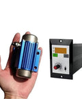 Heavy Duty 30W DC Brushless Vibration Motor 12V 7000RPM in hand, with digital speed control interface alongside.