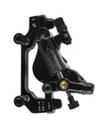 Upgrade Your Ride With This Game Changing Dual Piston Hydraulic Disc Brake Caliper Designed For Mountain And Gravel Bikes Featuring Plug And Play Post Mount Setup And Rock Solid Stopping Power. Side view of a black hydraulic disc brake caliper.