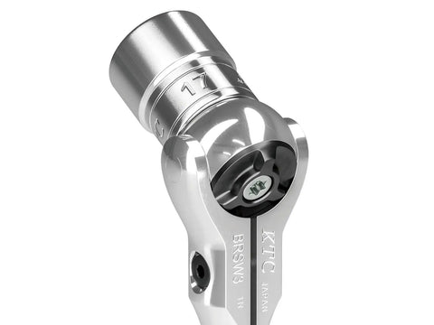 Close-up of 9.5 Inch Square Drive Swivel Ratchet Handle with 180 Degree Head showing socket attachment.