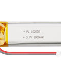 Hella Reliable 3.7V 1000mAh 102050 Lipo Rechargeable Battery Pack With Micro Jst 1.25mm Two Pin Lead, compact size 10x20x50mm.