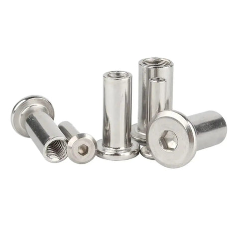 Heavy Duty 304 Stainless Steel Barrel Nuts And Hex Socket Furniture Rivet Inserts M2 Through M10 Sizes for strong joins