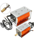 Rock Solid 12V DC Solenoid Starter with 35mm Long Stroke Push Pull Open Frame Design shown in side view