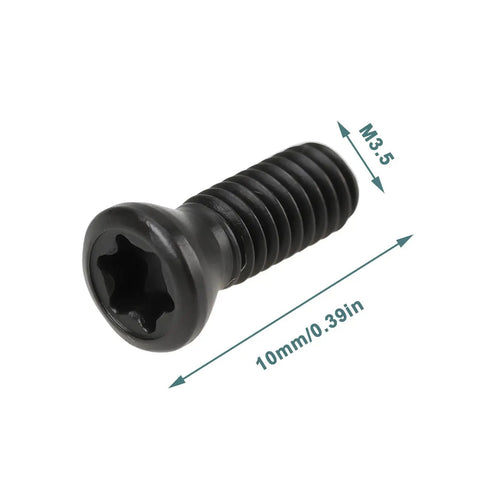 Premium M3.5 X 10 Millimeter Torx Drive Screws For Cnc Lathe Tool Holders And Carbide Inserts close-up of black coated screw