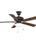 Signature 52 Inch Five Blade Ceiling Fan With Reversible 153 X 18 Motor In Antique Bronze Finish, modern look with light