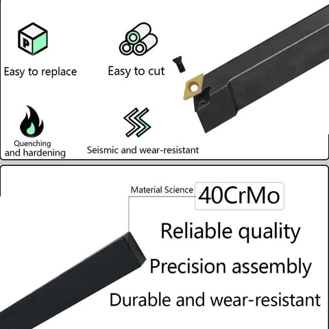 Indexable Lathe Turning Tool Set 3/8 Inch Shank With 7 Metal Lathe Tools And 21 Carbide Inserts Plus 10 Screws highlighted features