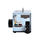Professional Grade Built Tough Electric Cold Press Terminal Machine With Quick Swap Dies For Hella Accurate Insulated Wire Terminals Smooth Horizontal Bench Setup side view showing controls and crimping mechanism.
