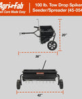 Heavy-Duty All-In-One Tow Lawn Spiker Seeder Spreader 100 Lb Capacity 32-Inch Working Width Rustproof Poly Hopper