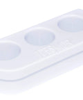 White tool holder insert for Cricut Explore Series, not Air 3, no fuss tool swaps, holds three tool housings, keeps desk organized.