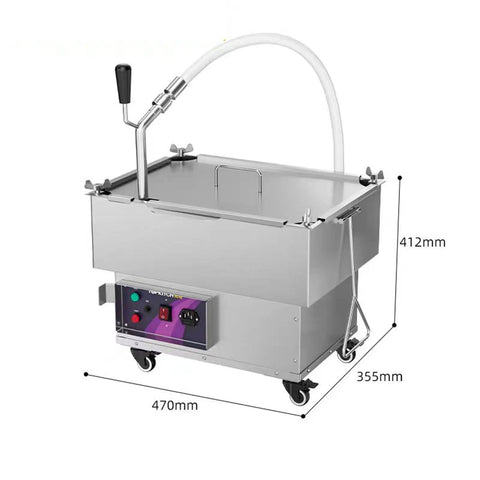 Heavy Duty Commercial Oil Filter Cart With Mobile Drain Cart For Restaurants Featuring Fast 10 L Min Filtration Speed and High Capacity Design, 18L stainless steel.