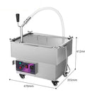 Commercial Mobile Oil Filter Cart With Drain For Fast Food Ops High Capacity 4.8 Gallon Tank 10L Min Flow Rate deep fryer oil strainer with wheels.