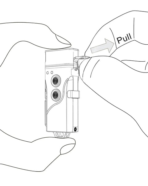 Hands operating the Keychain Flashlight 700 Lumen Dual Power Rechargeable With Lockout Mode Waterproof, showing a pull mechanism.