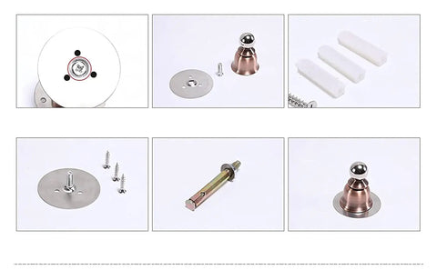 Stylish Brushed Red Bronze Door Stopper With Hidden Catch To Save Skirting Boards and Protect Walls From Dings Using Strong Magnetic Hold For A Slam Free Home Without Needing Nails Or Drills Anywhere hardware components and screws