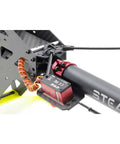 Close-up of AK420 Pro Electric RC Helicopter Kit With Blades For Outdoor Flight showing servo and tail assembly details.