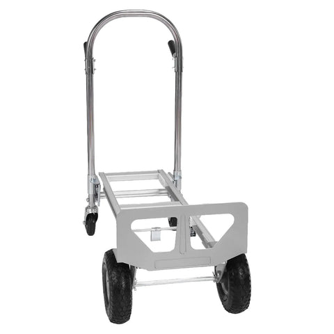 2-In-1 Heavy Duty Industrial Cart With Wheels Folding Hand Truck Dolly For Pros And Movers, 800 Pound Capacity, One Hand Switch From Upright To Flat, Fold-Out Toe Plate, 4-Wheel Workhorse For Heavy Gear, steel frame with pneumatic wheels