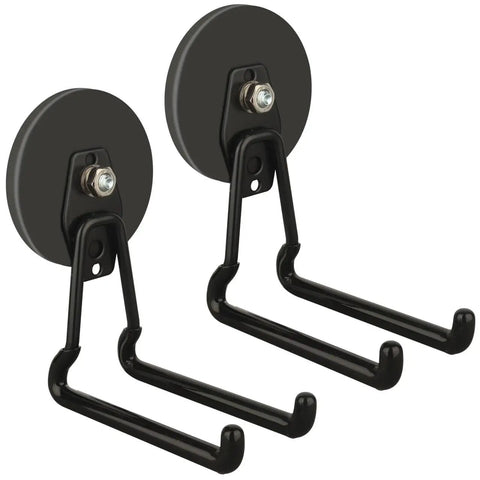Built Tough Magnetic Hooks 2 Pack heavy duty large magnetic hangers for extension cords, garden tools with rubber-coated finish