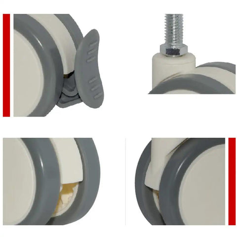 Rock Solid Heavy Duty Castor Wheels Four Pack Swivel Caster Set with visible safety brake and durable plastic twin wheels.
