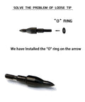 30 Inch Carbon Arrows For Compound Recurve Bow Hunting And Target Practice, showing installed "O" ring to prevent loose tips.