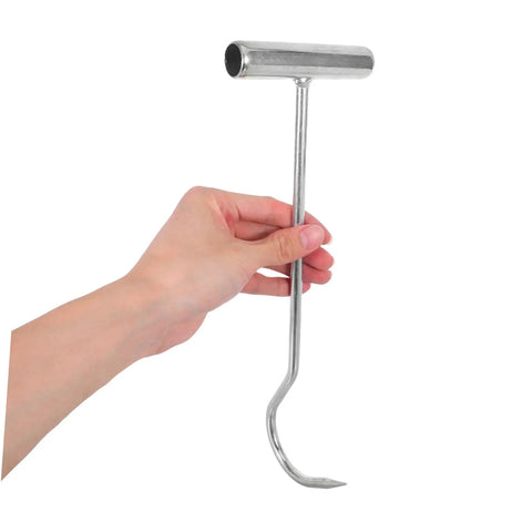 Heavy Duty T Handle Manhole Cover Hooks For Sewer And Septic Tanks Hella Tough Metal Lifters with 30 degree bend in hand.