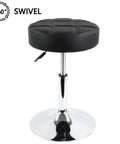 Height Adjustable Padded Shop Stool With 360 Degree Swivel For Counter Desk Home Office Bar And Salon Black PU Leather Cushioned Seat